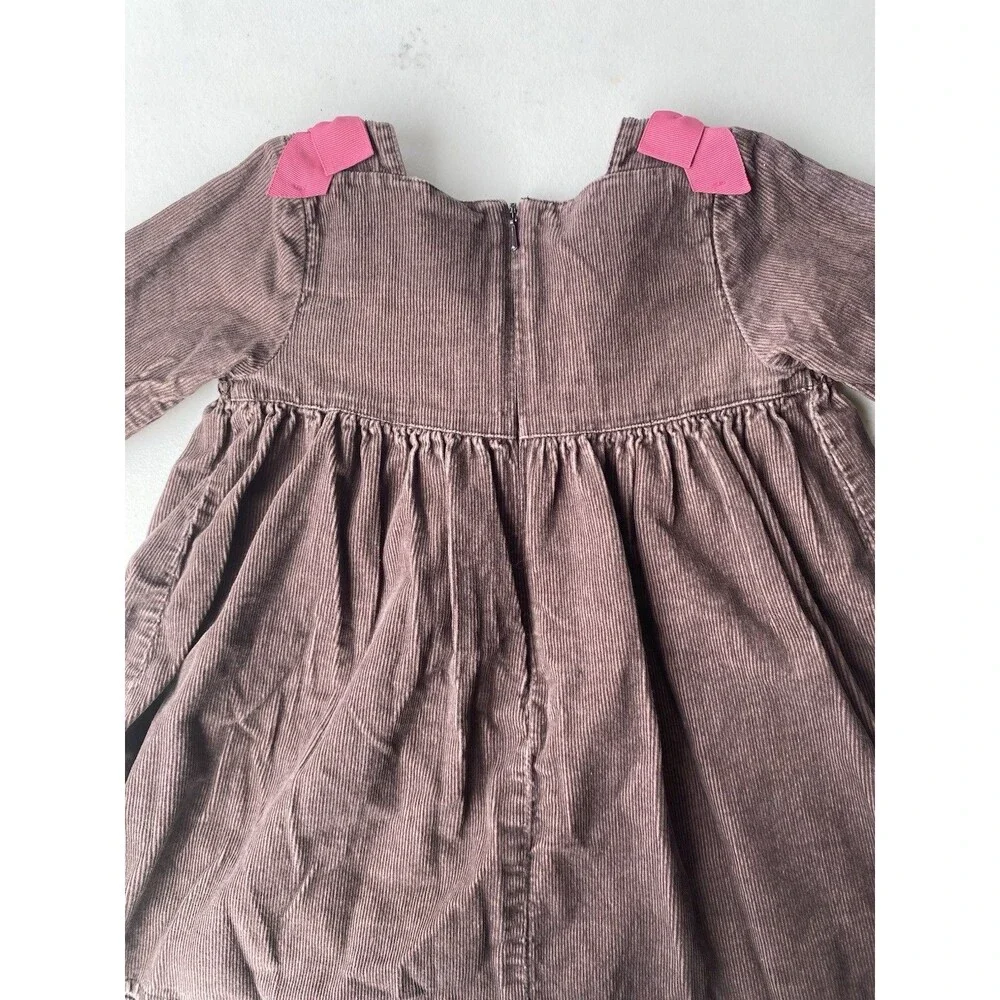 Gymboree Vintage 2007 Girls Brown Corduroy Smocked Cupcake Dress 18-24 Mos